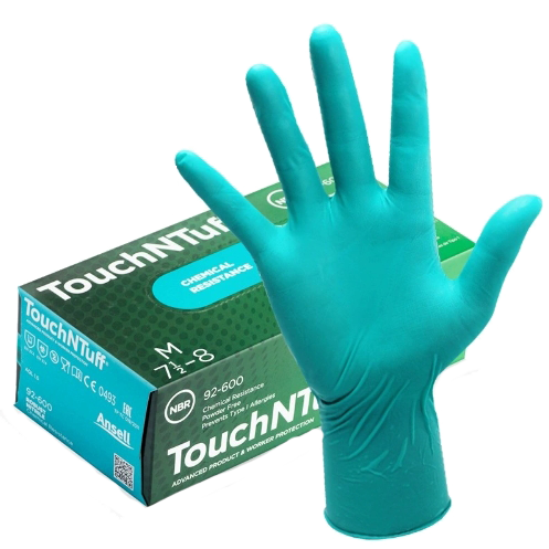 (Ansell) 92-600 TouchNTuff绿色丁腈手套 无粉 平滑设计 工业级 |防化耐酸碱 100只/盒,10盒/箱